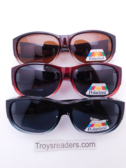 Two-Tone Large Lens Polarized Fit Overs in Three Colors Fit Over Sunglasses 