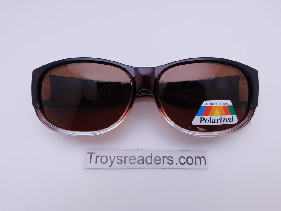 Two-Tone Large Lens Polarized Fit Overs in Three Colors Fit Over Sunglasses Brown Amber 