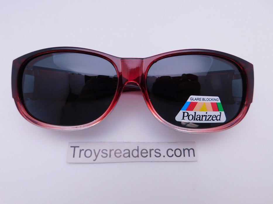 Two-Tone Large Lens Polarized Fit Overs in Three Colors Fit Over Sunglasses Red Smoke 