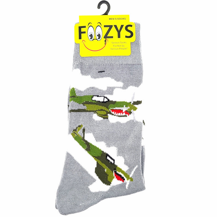Curtis P-40 Warhawk Socks Foozys Unisex Crew Socks Gray 