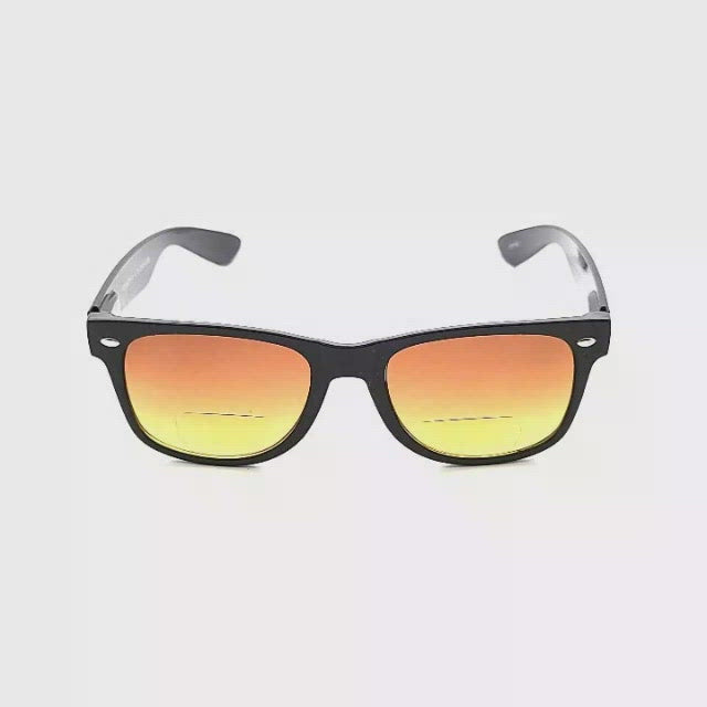 Crack Up Wayfarer Bifocal Reading Sunglasses black frame amber lens