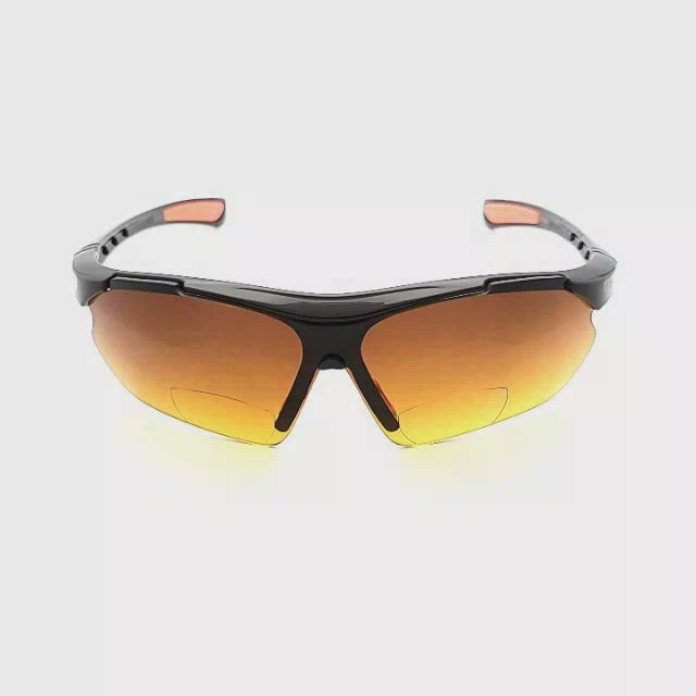 Space Cadet Anti-Glare Amber Sport Bifocal Reading Sunglasses red and orange
