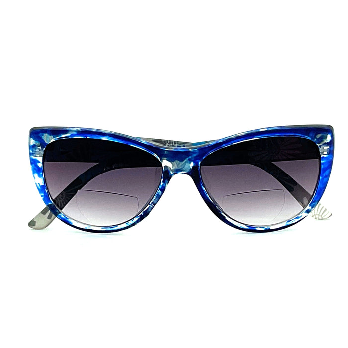 DINK Fun Print Cay-Eye Frame Bifocal Sunglass Readers Bifocal Reading Sunglasses 