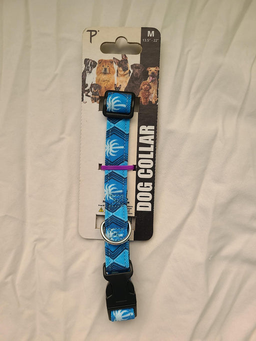 Dog Collar and Leash in Blue Palm Dog Collar 
