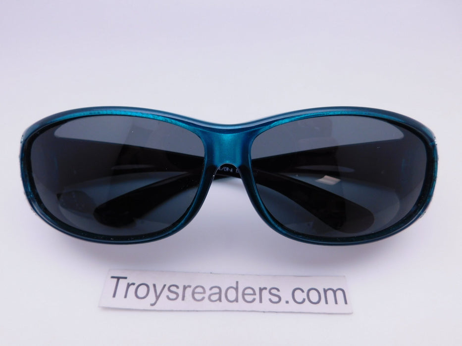 Polarized Double Temple Rhinestone Fits-Over Sunglasses in Six Colors Fit Over Sunglasses Aqua Smoke 