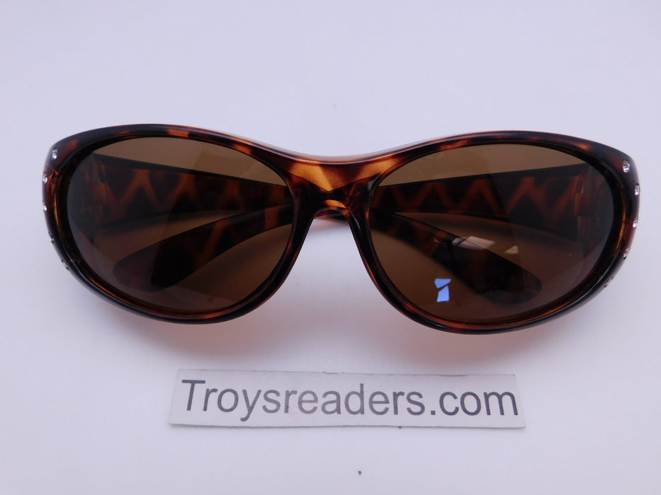 Polarized Double Temple Rhinestone Polarized Fit Overs in Three Variants Fit Over Sunglasses Tortoise Amber 