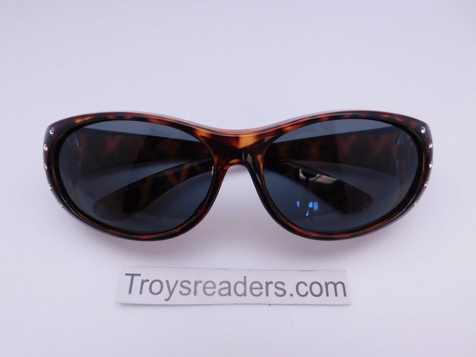 Polarized Double Temple Rhinestone Polarized Fit Overs in Three Variants Fit Over Sunglasses Tortoise Smoke 