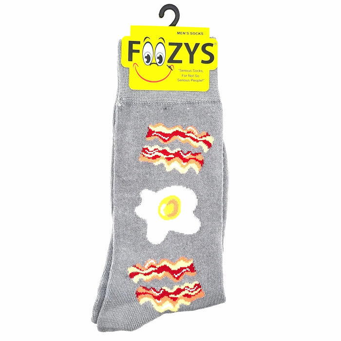 Eggs & Bacon Socks Foozys Unisex Crew Socks Gray 