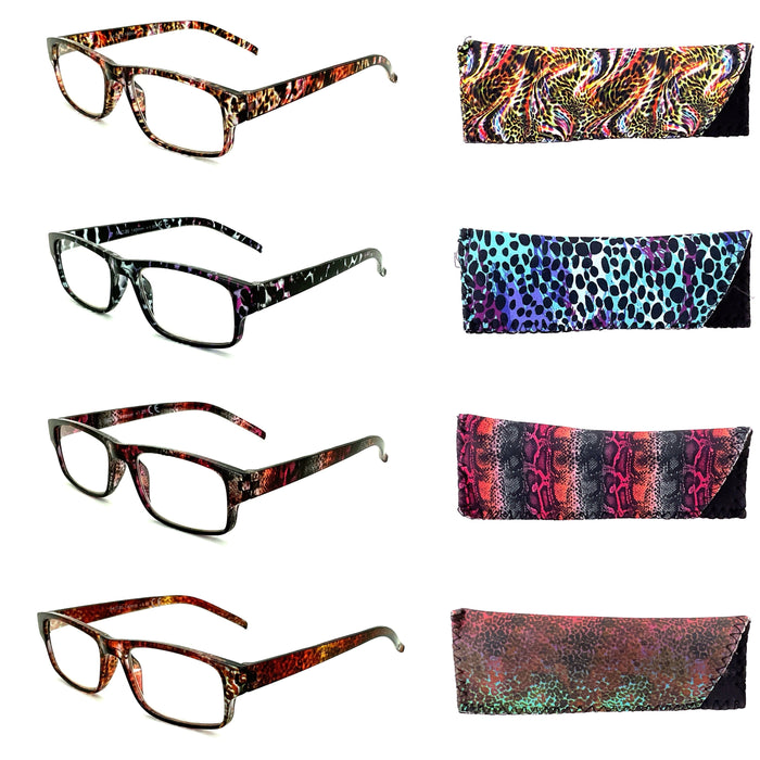 Exotic Wildlife Animal Print Readers With Matching Case Reader with Display 