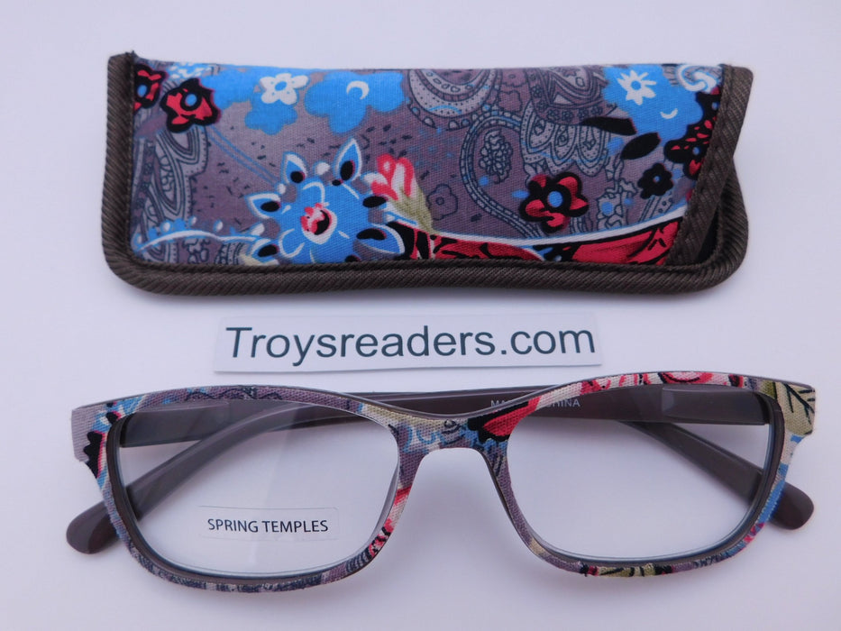 Fabric Readers With Case in Four Colors Reader with Display Gray +1.50 