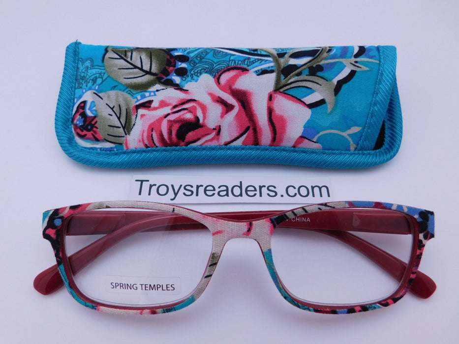 Fabric Readers With Case in Four Colors Reader with Display Teal +1.25 