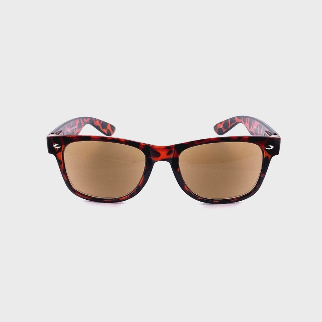 Crack up Men's Wayfarer Reading Sunglasses with Fully Magnified Lenses Tortoise Frame Amber Lens