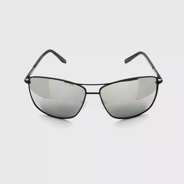 Radioactive Metal Frame Bifocal Reading Sunglasses with Mirrored lenses black frame