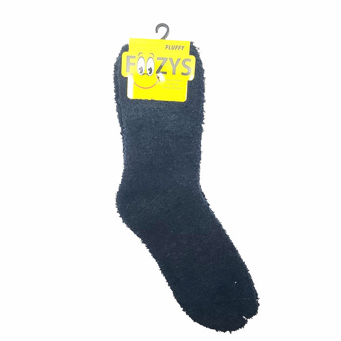 Foozys Crew Solid Colors Warm and Fuzzy Socks Unisex Socks Black 
