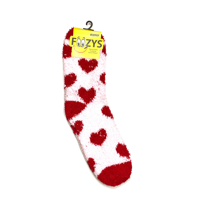 Foozys Unisex Fluffy Hearts Socks Red Hearts 