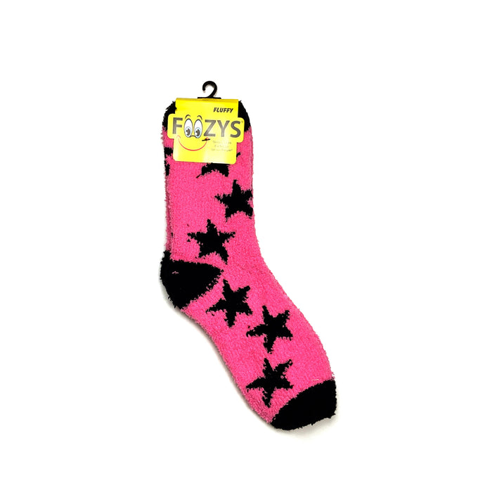 Foozys Unisex Fluffy Stars Socks Pink 