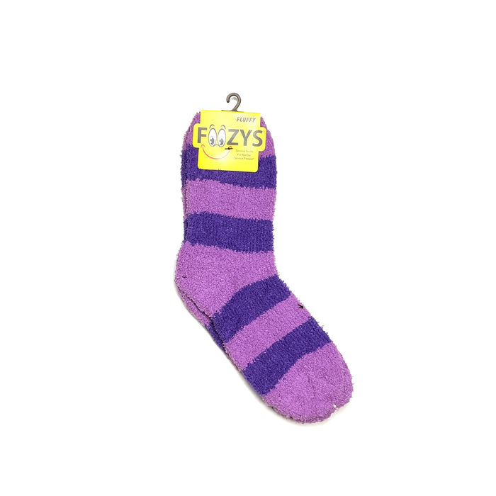 Foozys Unisex Fluffy Stripes Socks Purple Toe 