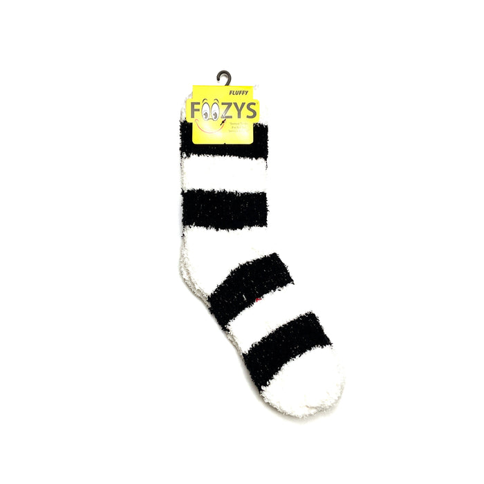 Foozys Unisex Fluffy Stripes Socks White Toe 