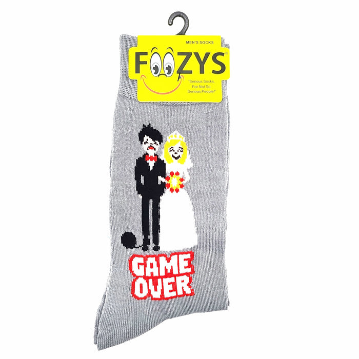 Game Over Wedding Socks Foozys Unisex Crew Socks Gray 