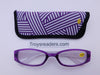 Geometric Design Readers With Case in Five Colors Reader with Display Purple +1.25 