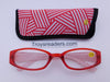 Geometric Design Readers With Case in Five Colors Reader with Display Red +1.00 