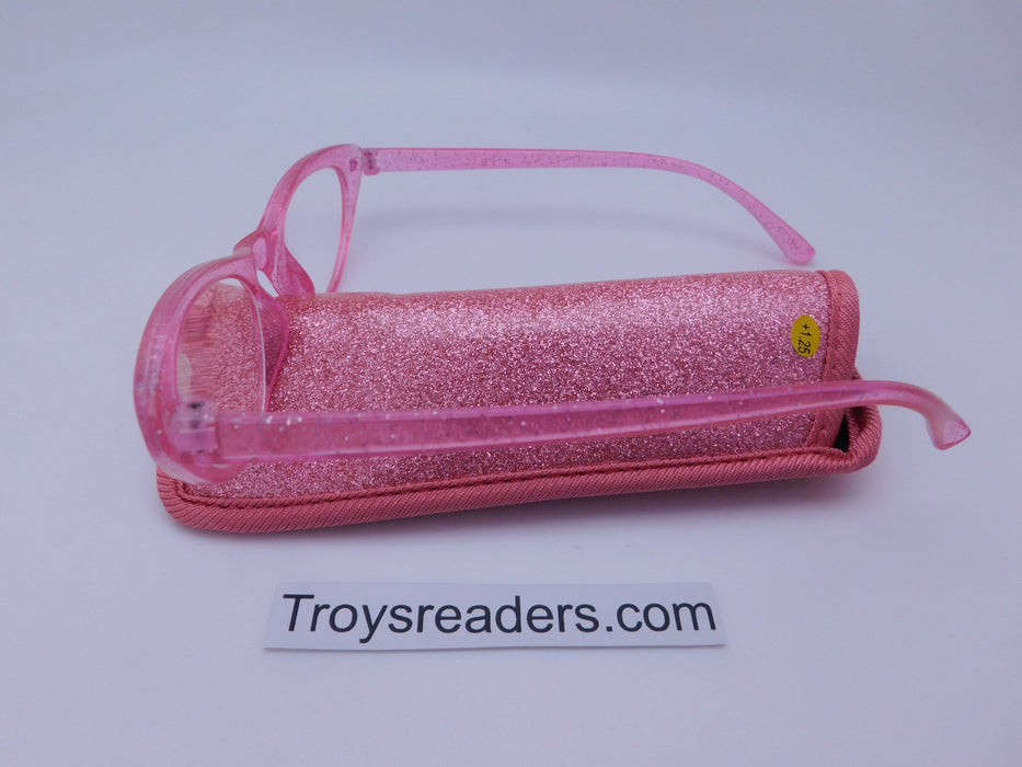 Glitter Cateye Readers With Case in Four Colors Reader with Display 