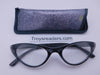 Glitter Cateye Readers With Case in Four Colors Reader with Display Gray +1.25 