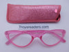 Glitter Cateye Readers With Case in Four Colors Reader with Display Pink +1.25 