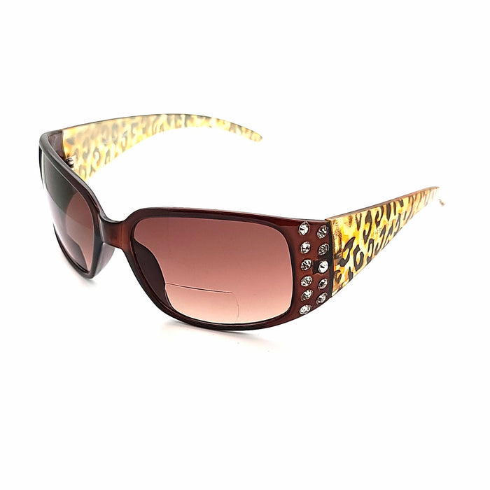 Glitterati Animal Print Large Lenses Butterfly NYS Rhinestone Bifocal Reading Sunglasses Bifocal Reading Sunglasses 