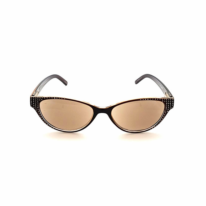 Glitz Cateye Bolero Single Power Reading Sunglasses in Three Colors Fully Magnified Reading Sunglasses Brown Amber +1.00