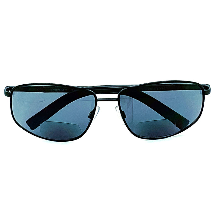 Going Around Metal Frame Sport Wrap Bifocal Reading Sunglasses 