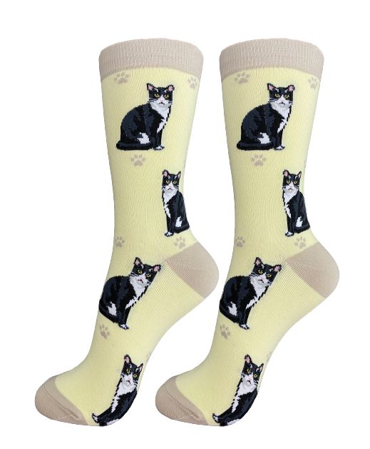 Happy Tails Socks Black and White Cat One Size Fits Most Socks 