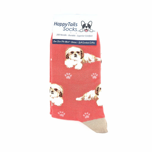 Happy Tails Socks Shih Tzu Tan and White One Size Fits Most Socks 