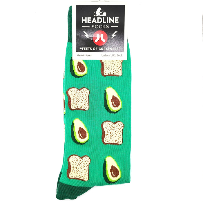 Headline Unisex L/XL Crew Avocado Toast Socks 