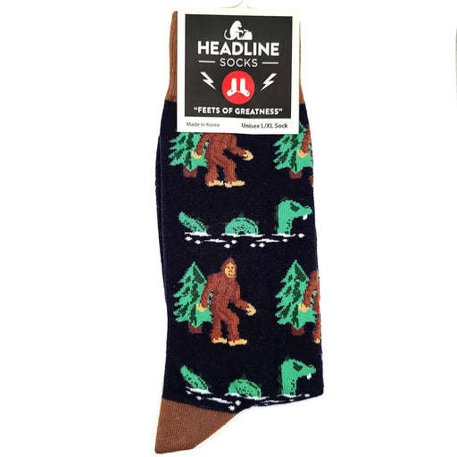 Headline Unisex L/XL Crew Bigfoot & Nessie Socks 