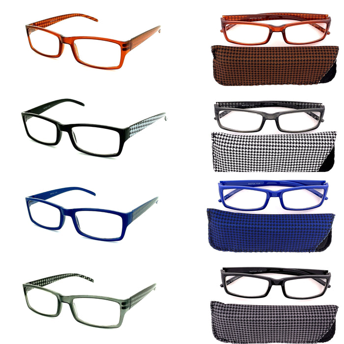 Houndstooth Rectangular Shape Readers With Matching Case