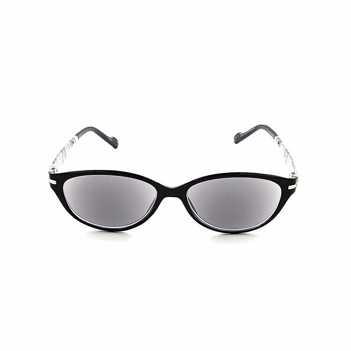 In Cahoots Lightweight Flexible Cateye Reading Sunglasses with Fully Magnified Lenses Fully Magnified Reading Sunglasses Black/White +1.50 