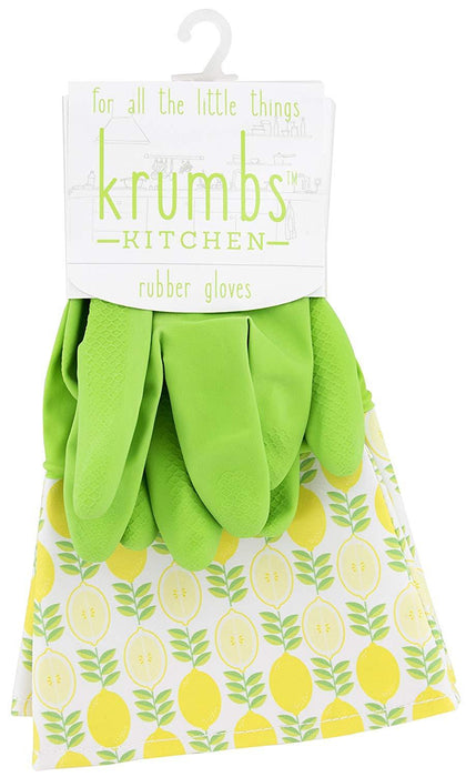 Krumbs Kitchen Rubber Gloves In Green Lemon Rubber Gloves 