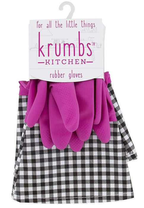 Krumbs Kitchen Rubber Gloves In Pink Gingham Rubber Gloves 