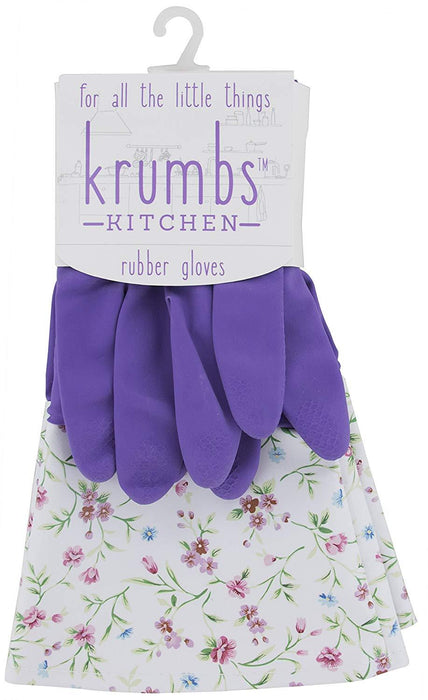 Krumbs Kitchen Rubber Gloves In Purple Flowers Rubber Gloves 
