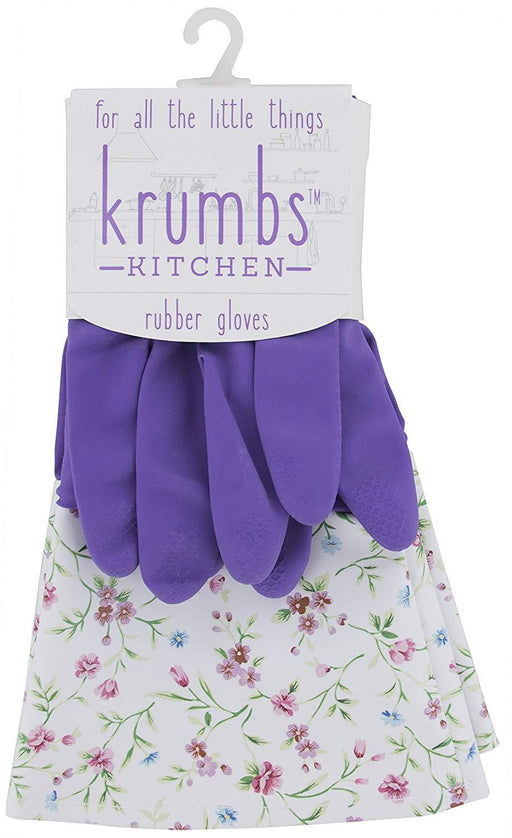 Krumbs Kitchen Rubber Gloves In Purple Flowers Rubber Gloves 