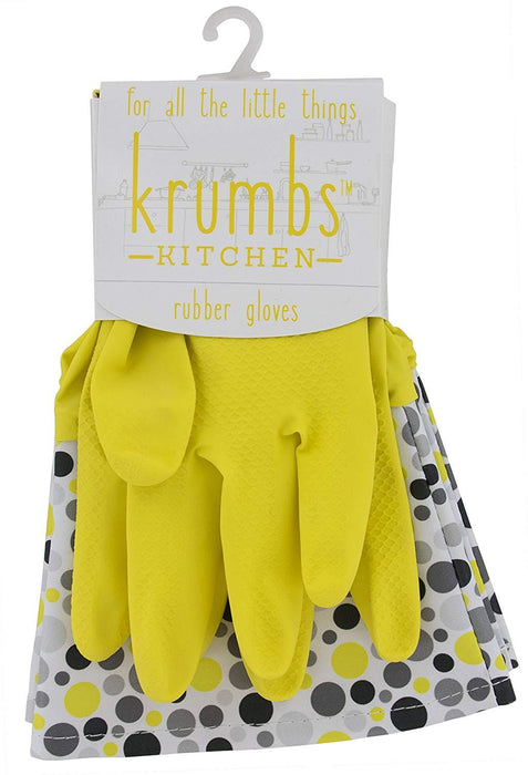 Krumbs Kitchen Rubber Gloves In Yellow Dots Rubber Gloves 