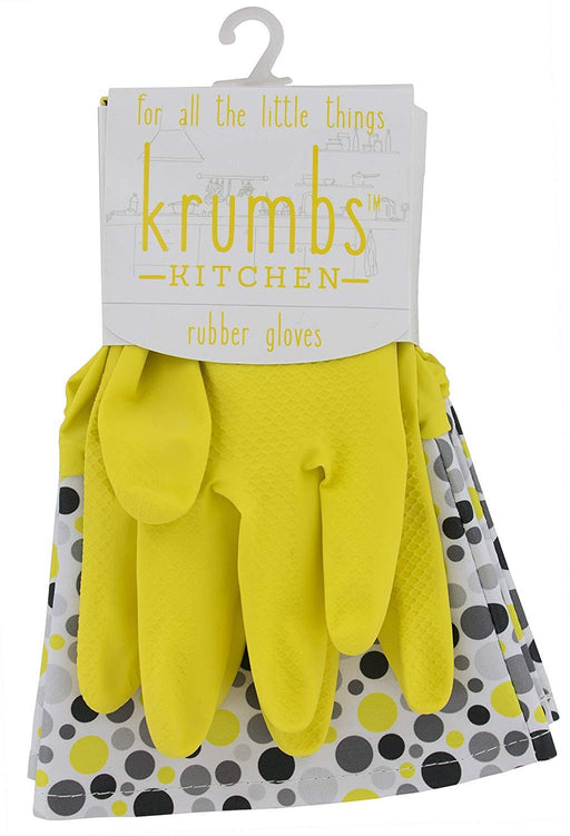 Krumbs Kitchen Rubber Gloves In Yellow Dots Rubber Gloves 