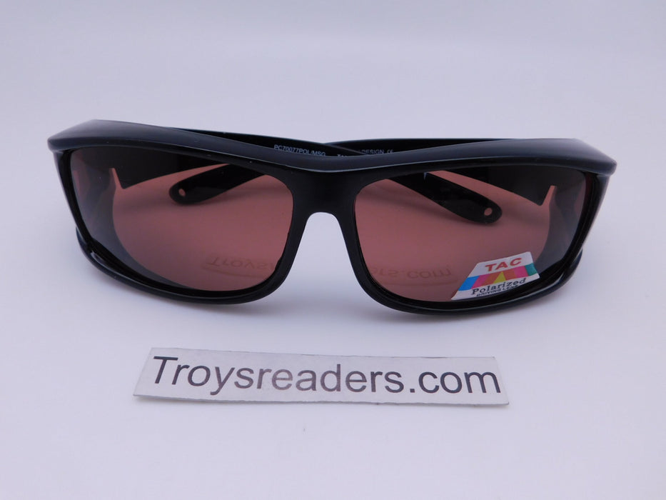 Large Square Polarized Fit Overs in Black with Amber Lens Fit Over Sunglasses 