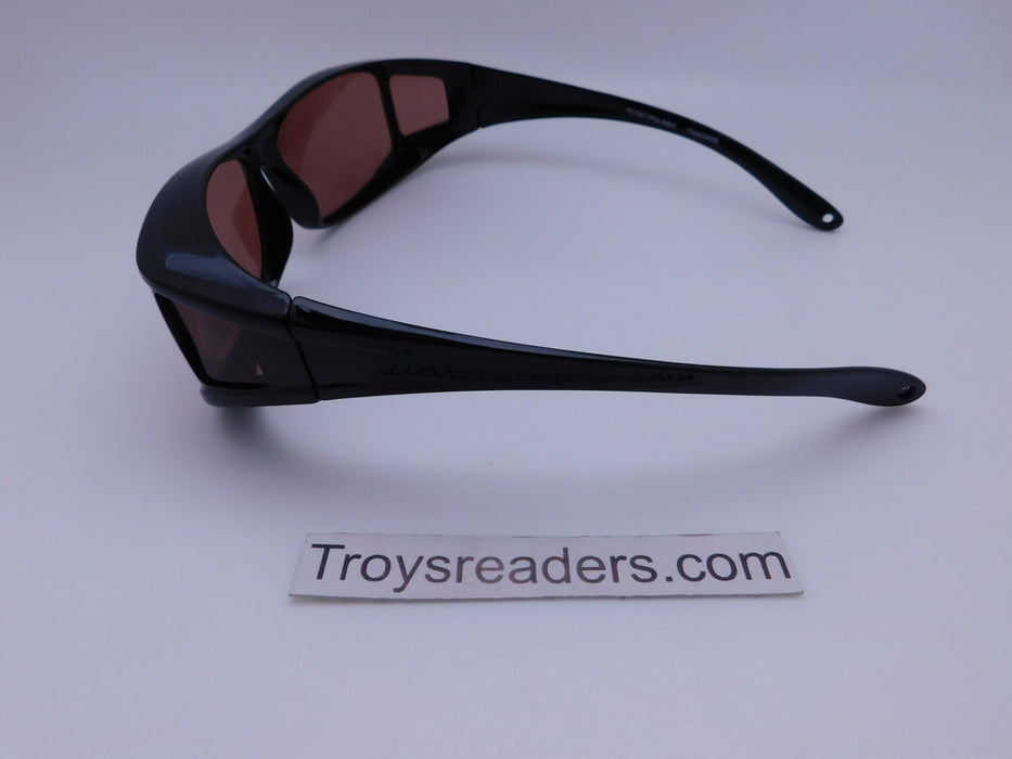 Large Square Polarized Fit Overs in Black with Amber Lens Fit Over Sunglasses 