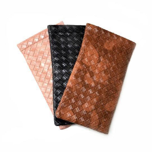 Large Squeeze Top Faux Leather Sunglasses Case With Attached Microfiber Cloth In Three Colors Cases 