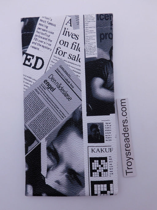 Large Squeeze Top Newspaper Sunglasses Case With Attached Microfiber Cloth Cases 