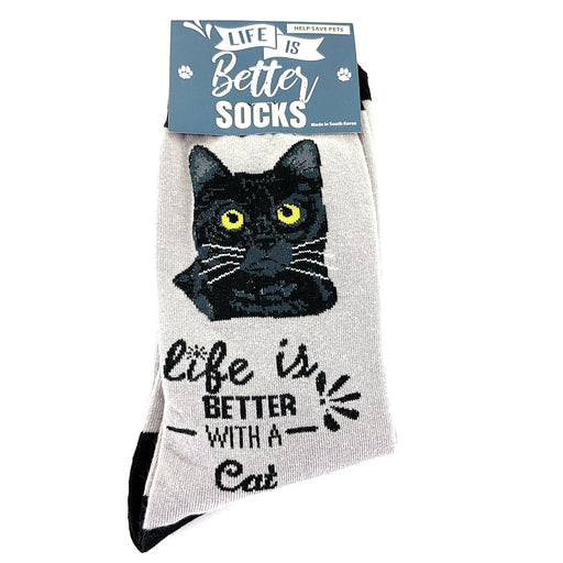 Life is Better Socks Black Cat One Size Fits Most Socks 