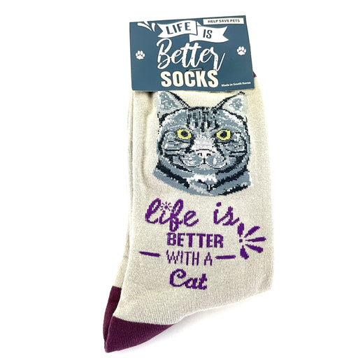 Life is Better Socks Tabby Silver One Size Fits Most Socks 