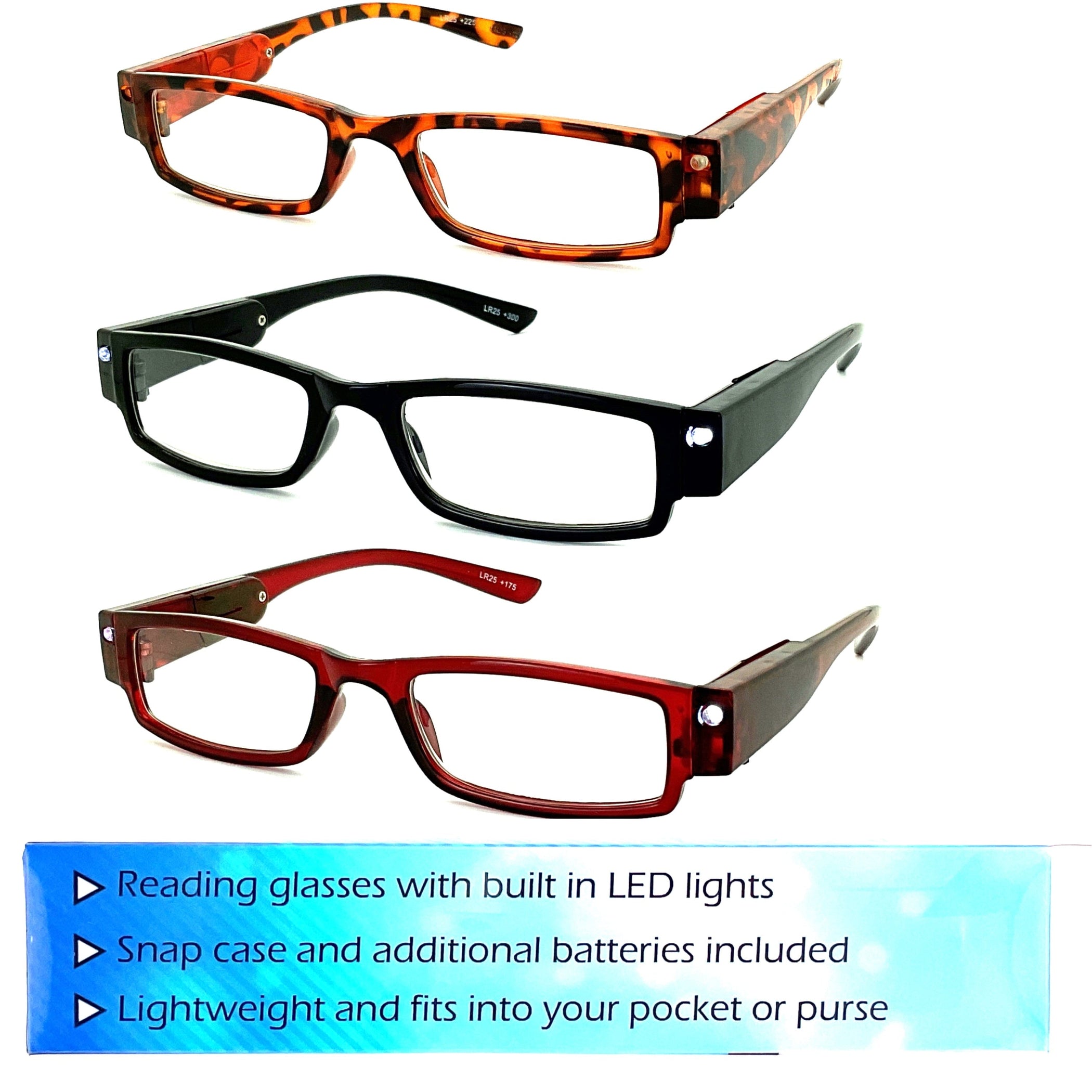 Lighted Reading Glasses With Lights On Them — Troy's Readers